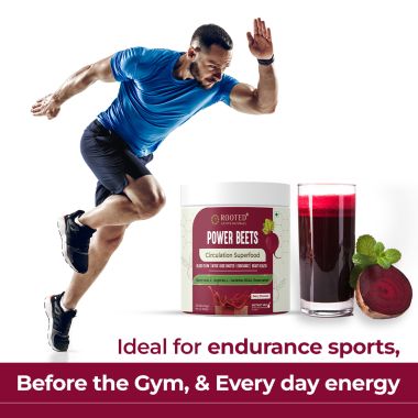 Rooted Active Naturals: Power Beets ( 250 g) - Organic Beet root powder with L arginine, L Carnitine, BCAA, Reservatrol & Stevia | Heart, Endurance, Nitric oxide booster |