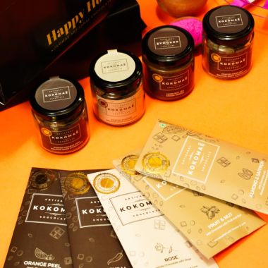 Kokomae: Festival of Colors: Holi Belgian Chocolate Delights with 5 Chocolate Bars & 4 Jars