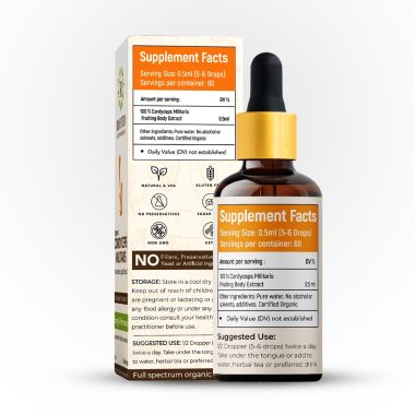 Rooted Active Naturals: Cordyceps Militaris Mushroom Liquid tincture |Energy, Stamina, Supports Testosterone, Virility, Lung health | 30 ml, Organic