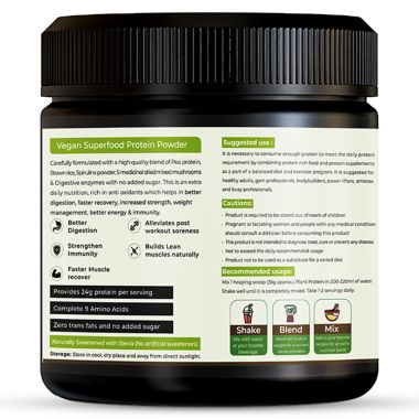 Rooted Active Naturals: Plant Protein powder, 24gm protein from Pea, Super Mushrooms, Brown Rice, Spirulina & | Probiotics, Enzymes, Super mushrooms |500 gm | Choclate flavour (USA FDA Registered Facility)