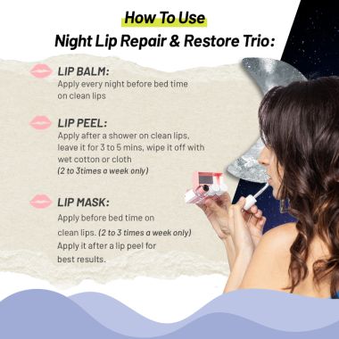 Flurth: 3-in-1 Korean Lip Moisturizing Trio - Night I Vegan & Clean Ingredients I Lip Balm, Lip Peel & Lip Mask