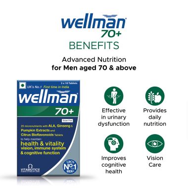 Wellman: 70+ Multivitamin Tablets For Men | Gluten Free Vegetarian 30 Tablets