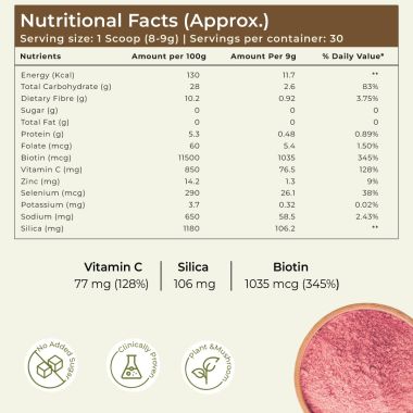 Rooted Active Naturals: Plant Based Collagen Supplement, 250 g  with Tremella mushrooms, Biotin, Silica, Vit C & 17 beauty boosters. No Sugar, for Women & Men