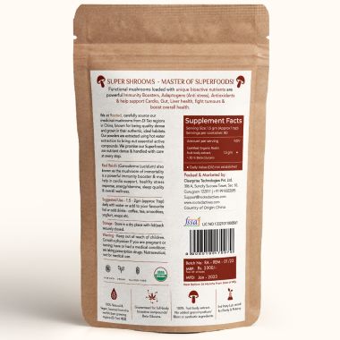 Rooted Active Naturals: Reishi mushroom Extract Powder (120 g) | Heart health, Stress Relief, Liver.  supportUSDA Organic, 30% Beta Glucans