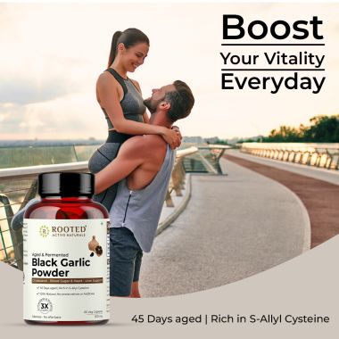 Rooted Active Naturals: Aged & Fermented Black Garlic (60 Caps, 500 mg), Cholesterol, Heart health, Blood Sugar & Liver support