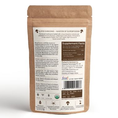 Rooted Active Naturals: Shiitake mushroom Extract Powder (60 g) |Cholesterol, Heart health, Immunity. USDA Organic, 40% Beta Glucans