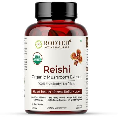 Rooted Active Naturals: Reishi mushroom Extract Powder (90 Veg Caps, 500 mg)...