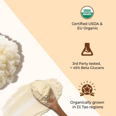 Rooted Active Naturals: Tremella Mushroom Extract  (45 g) |Beauty, Skin Glow, Collagen booster, Hyalyronic acid, Hydration| USDA Organic, 45% Beta Glucans