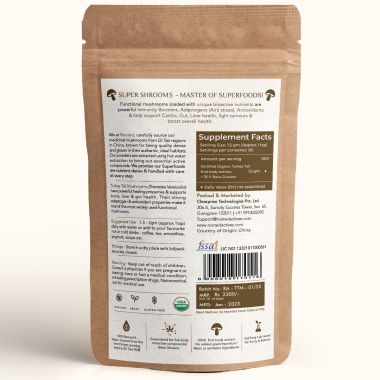 Rooted Active Naturals: Turkey Tail mushroom Extract Powder (120 gm) | Gut Health, Liver, Immunity. USDA Organic, 35% Beta Glucans