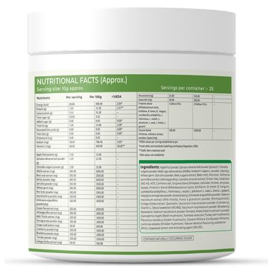 Rooted Active Naturals: Superfood Greens, Mushrooms & Herbs blend| (250 g), 22 Daily Greens & Fruits, 5 Mushrooms, Probiotics & Enzymes | Rich in vitamins, minerals, iron, fiber & antioxidants