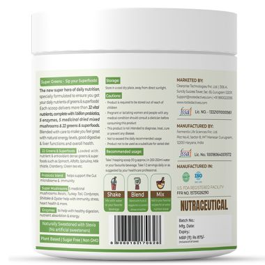Rooted Active Naturals: Superfood Greens, Mushrooms & Herbs blend| (250 g), 22 Daily Greens & Fruits, 5 Mushrooms, Probiotics & Enzymes | Rich in vitamins, minerals, iron, fiber & antioxidants