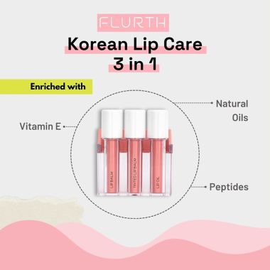 Flurth: 3-in-1 Korean Lip Moisturizing Trio - Day  I Vegan & Clean Ingredients I Lip Balm, Tinted Lip Balm & Lip Oil