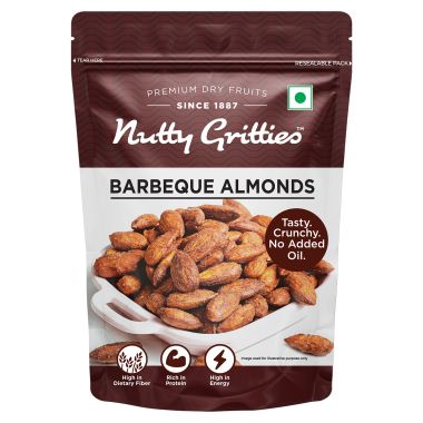 Nutty Gritties: Barbeque Almonds, Dry Roasted Non Fried and Zero Oil - 200g