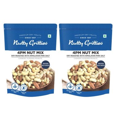 Nutty Gritties: 4PM Nut Mix, Dry-Roasted with Himalayan Pink Salt - 400g (2 Pack of 200g each)