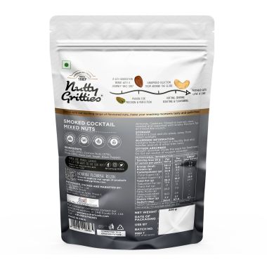 Nutty Gritties: Smoked Cocktail Nut Mix, Almonds, Cashew Nuts, Pistachio Kernels - 200g