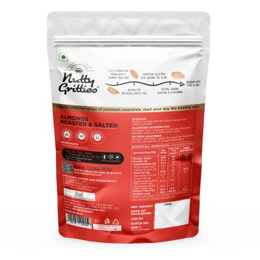 Nutty Gritties: California Roasted Almonds, Lightly Salted and Dry Roasted - 200g