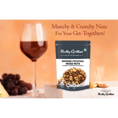 Nutty Gritties: Smoked Cocktail Nut Mix, Almonds, Cashew Nuts, Pistachio Kernels - 200g