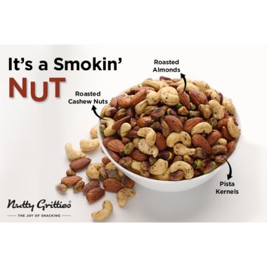 Nutty Gritties: Smoked Cocktail Nut Mix, Almonds, Cashew Nuts, Pistachio Kernels - 200g