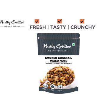 Nutty Gritties: Smoked Cocktail Nut Mix, Almonds, Cashew Nuts, Pistachio Kernels - 200g