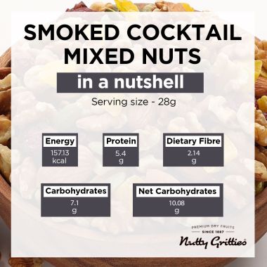 Nutty Gritties: Smoked Cocktail Nut Mix, Almonds, Cashew Nuts, Pistachio Kernels - 200g