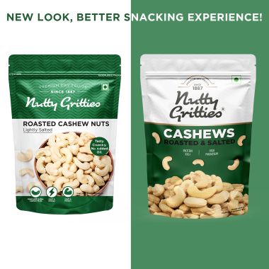 Nutty Gritties: Roasted Cashews, Lightly Salted and Dry Roasted Healthy Snack - 200g