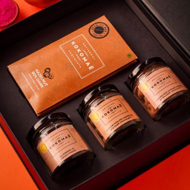 Kokomae: Chocolaty Bliss: Holi Bean to Bar Chocolate Bonanza with 4 Chocolate Bars & 3 Jars
