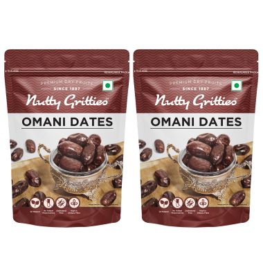 Nutty Gritties: Omani Dates, Khajoor - 1kg (2 Pack of 500g each)
