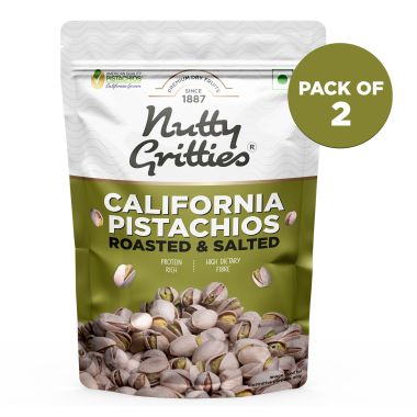 Nutty Gritties: California Roasted Pistachios, Lightly Salted and Dry Roasted - 400g (2 Pack of 200g each)