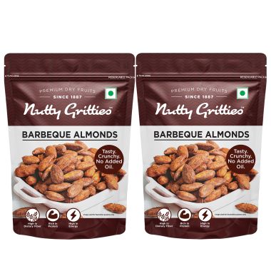 Nutty Gritties: Barbeque Almonds, Dry Roasted Non Fried and Zero Oil - 400g (2 Pack of 200g each)