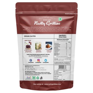 Nutty Gritties: Omani Dates, Khajoor - 1kg (2 Pack of 500g each)