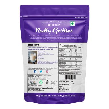 Nutty Gritties: California Pitted Prunes, Dried Fruit Plums - 200g