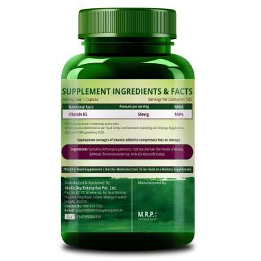 Vlado's Himalayan Organics: Plant-Based Vitamin K2 Supplement Supports Stronger Bone & Heart Health - 120 Veg Capsules