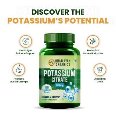 Vlado's Himalayan Organics: Potassium Citrate 800mg | Supports Nerve & Muscle Health | 120 Veg Tablets