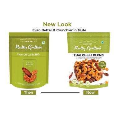 Nutty Gritties: Thai Chilli Blend Trail Mix - Almonds, Cashews and Peanuts - Healthy Party Snack - 400g (2 Pack of 200g each)