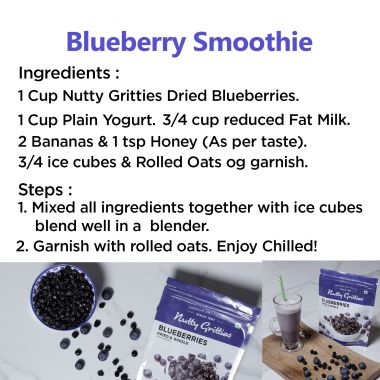 Nutty Gritties: Blueberries Dried & Whole Healthy Snack - 300g (2 Pack of 150g each)