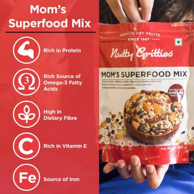 Nutty Gritties: Mom's Superfood Mix, Roasted Seeds, Berries and Nuts Mix - 400g (2 Pack of 200g each)