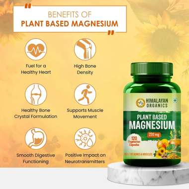 Vlado's Himalayan Organics: Plant Based Magnesium Supplement 1360mg With Turmeric Spirulina, Wheatgrass, Moringa | Supports Bone Muscle & Bone Health | Boost Energy Level - 60 Veg Tablets