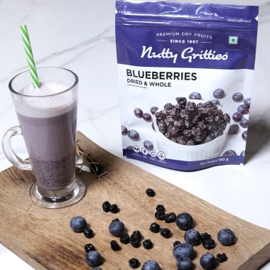 Nutty Gritties: Blueberries Dried & Whole Healthy Snack - 300g (2 Pack of 150g each)