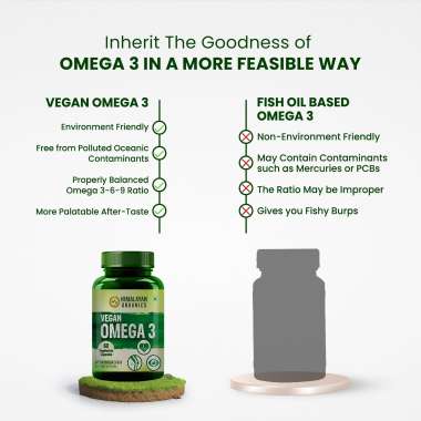Vlado's Himalayan Organics: Omega 3 6 9 Vegan Natural Nutrition Supplement for Muscle, Bone , Heart & Skin - 60 Capsules