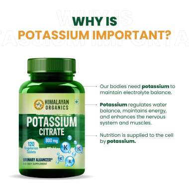 Vlado's Himalayan Organics: Potassium Citrate 800mg | Supports Nerve & Muscle Health | 120 Veg Tablets