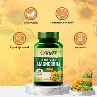Vlado's Himalayan Organics: Plant Based Magnesium Supplement 1360mg With Turmeric Spirulina, Wheatgrass, Moringa | Supports Bone Muscle & Bone Health | Boost Energy Level - 60 Veg Tablets