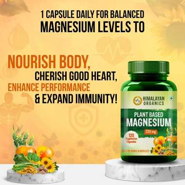 Vlado's Himalayan Organics: Plant Based Magnesium Supplement 1360mg With Turmeric Spirulina, Wheatgrass, Moringa | Supports Bone Muscle & Bone Health | Boost Energy Level - 60 Veg Tablets