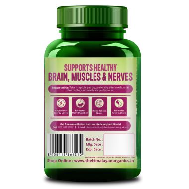 Vlado's Himalayan Organics: Plant Based B-Complex Vitamins B12, B1, B2, B3, B5, B6, B9 and Biotin for Metabolism, Hair and Energy- 60 Veg Capsules