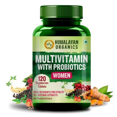 Vlado's Himalayan Organics: Multivitamin with Probiotics for Women | 120 Veg Tabs | 60 + Natural Extracts, Essential Vitamins & Minerals |Vitamin D3, B12, Calcium, Curcumin & Biotin