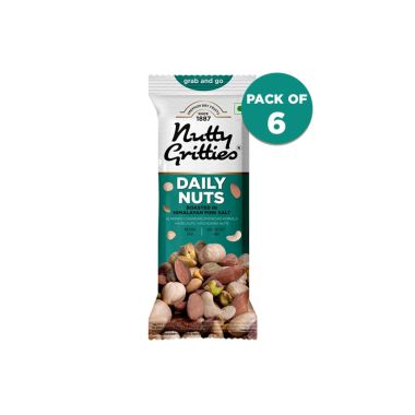Nutty Gritties: Daily Nuts Roasted in Himalayan Pink Salt (Pack of 6 x 35g each) -210g