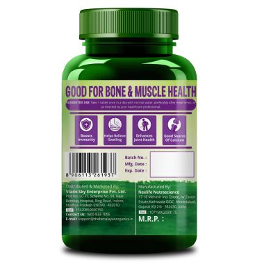 Vlado's Himalayan Organics: Alfalfa, Calcium Citrate Malate 1200mg with Vitamin D, K2 (MK7), B12, Zinc & Magnesium - 120 Veg Tablets