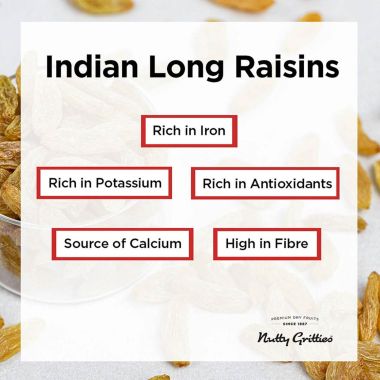 Nutty Gritties: Indian Long Raisins, Seedless Premium Green Raisins, Kishmish, Healthy Snack - 400g (2 Pack of 200g each)