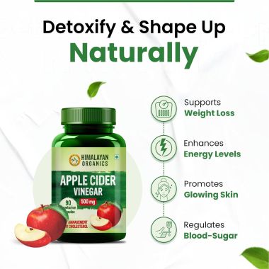 Vlado's Himalayan Organics: Apple Cider Vinegar Supplement for Body Detoxification & Supports Digestive Health - 90 Veg Capsules
