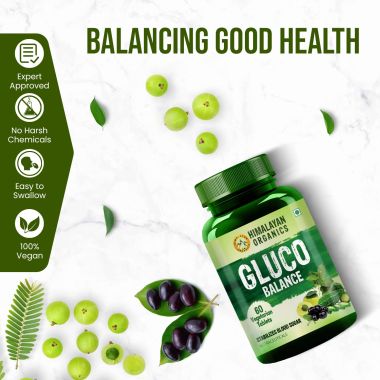 Vlado's Himalayan Organics: Plant Based Gluco Balance Insulin Resistance, Diabetes Control | Jamun, Bittermelon, Amla, Gudmar, Chirayta Extracts | 60 Veg Tablets