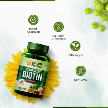 Vlado's Himalayan Organics: Plant Based Biotin 10,000mcg/Serve- 120 Veg Capsules